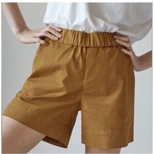 Everlane Easy Shorts Pull On Elastic Waist Amber Cotton High Rise Size 0